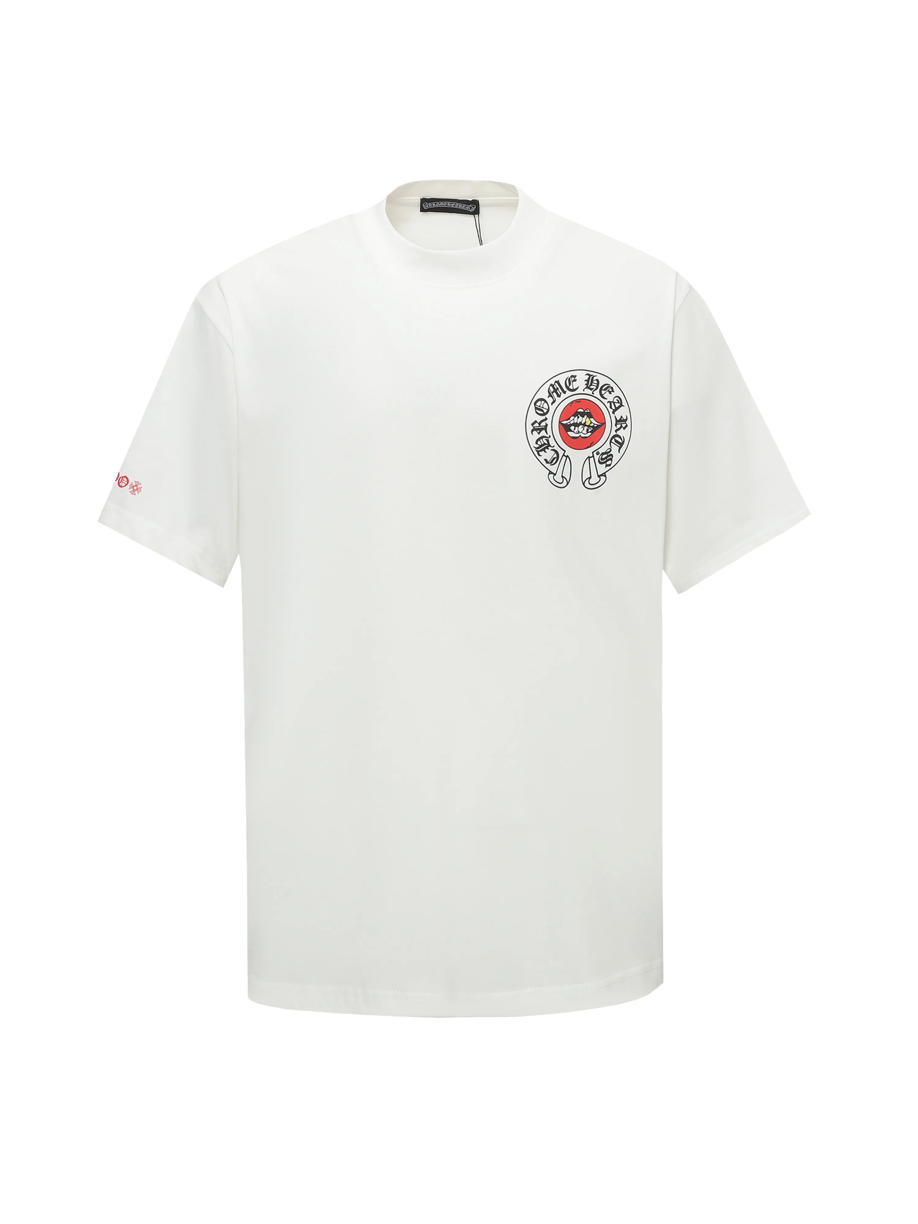 🅿️180 Chrome Hearts 25ss red lips flag printed short-sleeved T-shirt. Loose fit high-density knitted fabric, 280g double yarn, 1*1 double yarn thread, soft and comfortable to the touch, no deformation, os dropped shoulders, loose fit, same style for men and women. Color: White Size: XS-L